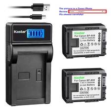 Kastar Battery LCD Charger for Canon BP-808 CG800 Canon VIXIA HF M406 Camcorder