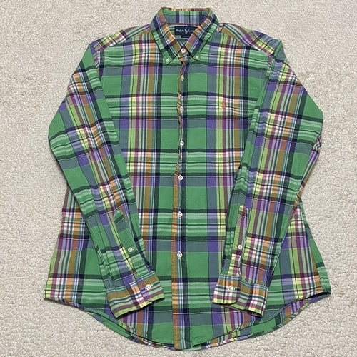 Vintage Polo Ralph Lauren Shirt Mens L Plaid Multicolored Custom Fit Long Sleeve - Picture 2 of 7
