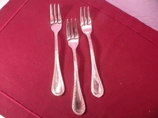 Set Of 3 Cambridge Carlyle Mirror Stainless Steel Pastry Forks Rope Trim 6 1/2"