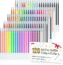 Gel Pen Refills, Shuttle Art 120 Colors (No Duplicates) Gel Pen Refills, 7 Color