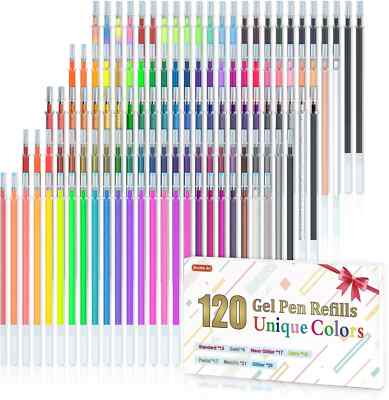 Gel Pen Refills, Shuttle Art 120 Colors (No Duplicates) Gel Pen Refills, 7 Color