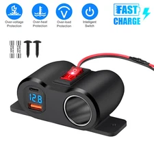 QC3.0 & PD USB Car Charger Cigarette Lighter Splitter Socket for Truck RV Boat