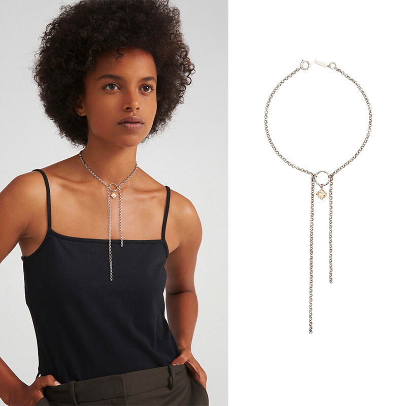 Tilda Justine Clenquet Choker Silver Chain Yellow Crystal