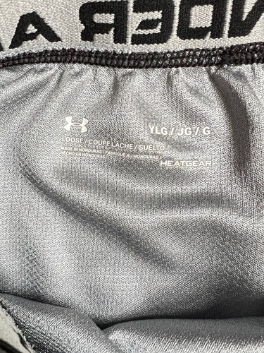 UNDER ARMOUR Loose Heatgear Boys Youth YLG Gray Elastic Waist Athletic Shorts - Picture 3 of 5