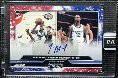 🏀 Ja Morant - 8/10 - Auto - 2023-24 Panini Instant NBA #188 - Red, White & Blue