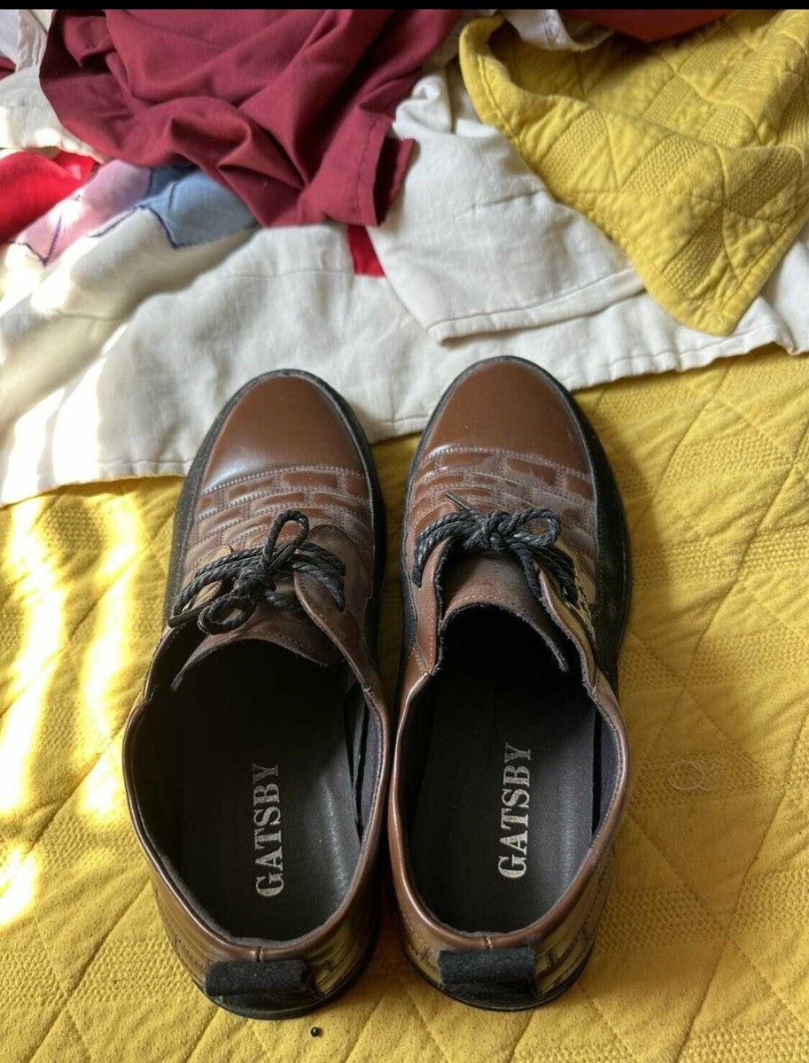 Gatsby Oxford Derby Mens Leather Shoes - Brown - US size 12  display picture 1