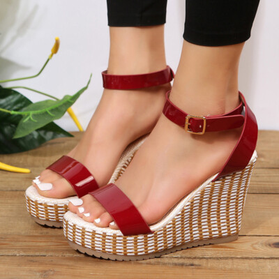 Women Sandals Ankle Strap Platform Shoes Summer Casual Open Toe Wedge High  Heel