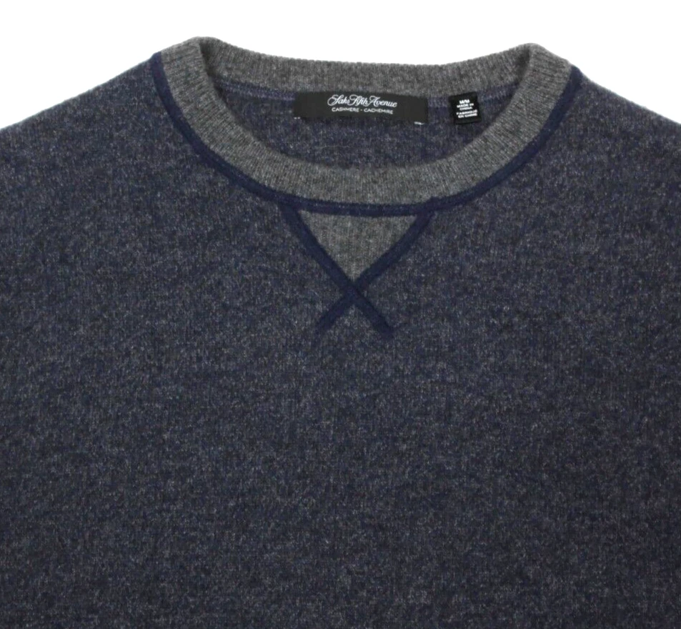Suéter de cuello redondo gris cachemir 100 % SAKS FIVE AVENUE para hombre talla mediana/964 Foto 2 de 4