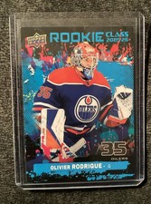 Upper Deck 2025-26 Series 2 Rookie Class Olivier Rodrigue Oilers RC-23 Card. rookie card picture