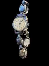 Vintage Silver Tone Timex Water Resist USA Wrist Watch Running J8