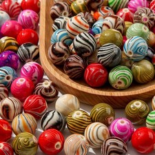 100Pcs 16mm Acrylic Beads Color Line Bubblegum Spacer Beads for Jewelry Making