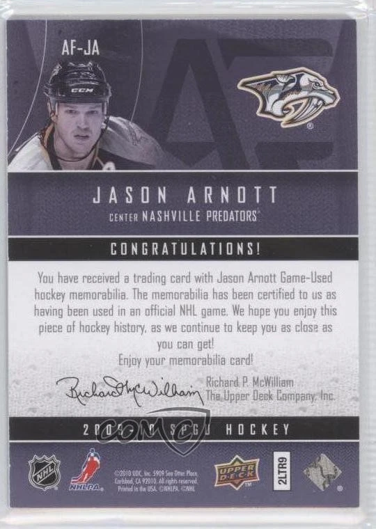 2009-10 SP Game Used Edition Authentic Fabrics Gold /100 Jason Arnott #AF-JA - Image 2 of 2