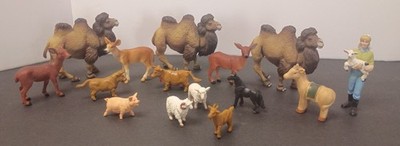 Lot Of 15 Safari Limited Figure Animals Toys Large Camels Lady With Lamb Great!