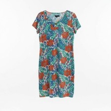 Talbots NWT Dress Womens Orange Floral V Neck Knee Length Short Sleeve Size L