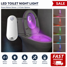 2 Pcs 8 Color LED Toilet Night Light Motion Activated Sensor Bathroom Bowl US