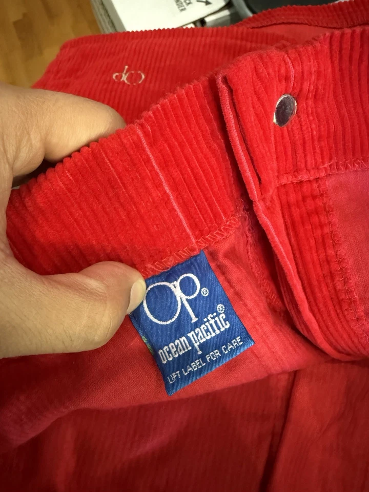 Vintage OP Ocean Pacific Long Riders Red Corduroy Shorts Surf Skate NWT  - Image 3 of 4