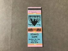 Stan's Cafe Grafton North Dakota Vintage Matchbook Cover Blue