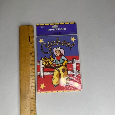 Vintage Ambassador Hallmark Cowboy Birthday Party Invitations 8 Count Sealed USA