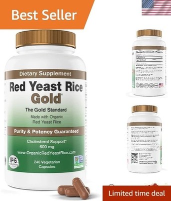 240 Count Organic Red Yeast Rice Supplement -  Capsules for Healthy Living