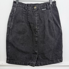 Vintage 80s Georges Marciano for Guess Womens 28" Black Denim Jean Skirt USA