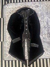 Vampire Gothic Tailcoat Jacket Men's 2XL Black Velvet Steampunk Renaissance Coat
