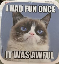 Grumpy Cat Meme Mousepad Mouse Pad I had Fun Once It Was Awful
