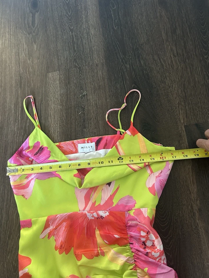 Vestido MILLY Lillana Flotante Cosmos Midi Sin Mangas Floral HERMOSO COMO NUEVO Brillante 4/6 Foto 4 de 4