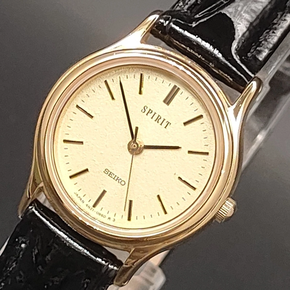 Reloj Mujer Vintage 1991 N COMO NUEVO SEIKO SPIRIT 4N21-0450 Tono Dorado Qz 23mm JAPÓN