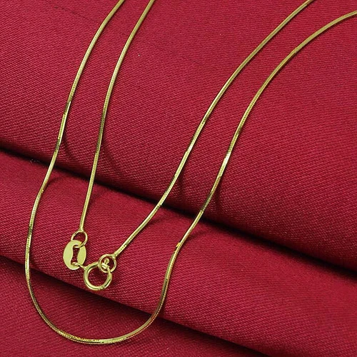 Authentic 18K Yellow Gold Necklace Women's 0.8mm Smooth Shining Snake Chain 18" - Picture 4 of 4