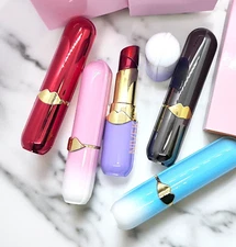 Blue Lipstick Shaped Novelty Butane Lighter, refillable with adjustable flame