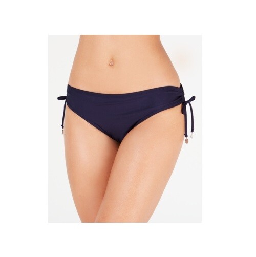 NWT DKNY Side Tie Ruched Navy Blue Bikini Bottoms Swimsuit Size XL $68 M291