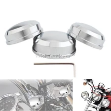 Upper Chrome ​Fork Stem Nut Covers Cap Bolt For Harley Softail Sportster Dyna