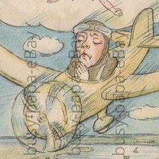 Vintage 1940s WWII Airplane Pilot Crashing Suicide Angles Singing Postcard