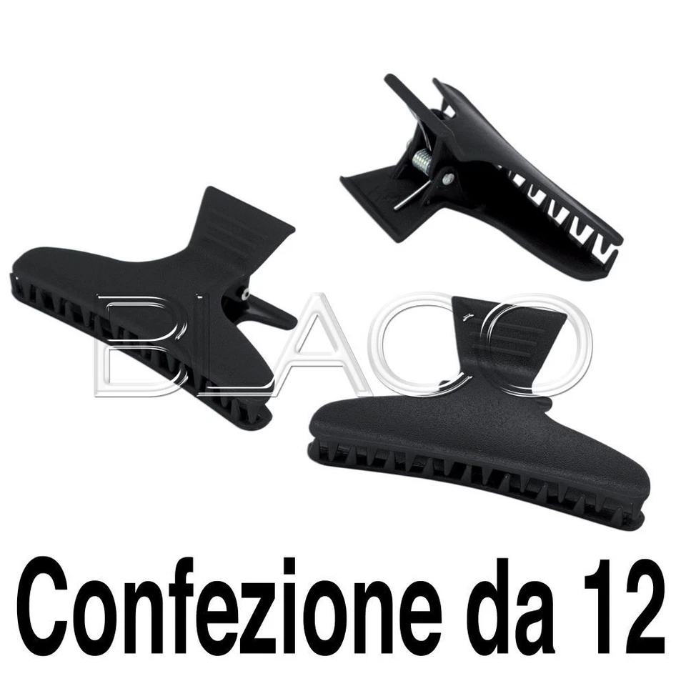 XANITALIA PINZE IN PLASTICA RESISTENTE PER CAPELLI COLORE NERE 12pz PARRUCCHIERE MOLLE