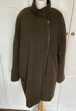Coat Size 16 Green Khaki Funnel High Neck Smart Casual Pockets