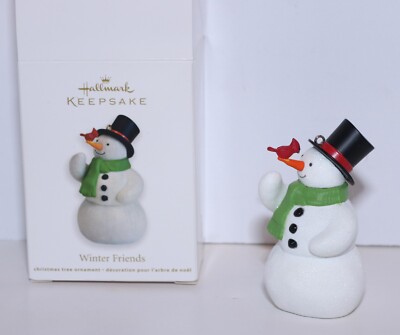 Hallmark Keepsake Ornament Winter Friends Snowman Cardinal 2011 Bird Top Hat