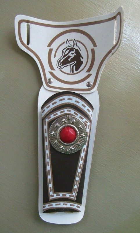 VINTAGE TOY GUN HOLSTER WHITE & BROWN HORSE