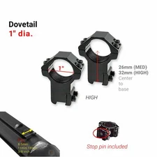 1"  DOVETAIL 3/8 Scope Rings 9.5mm 11mm 13mm MEDIUM or HIGH PROFILE (2 rings)