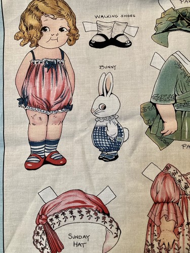 Aunt Lindy’s Paper Dolls Blue Hill Fabrics Set 2 Cotton 1 Boy 1 Girl Panel - Picture 4 of 5