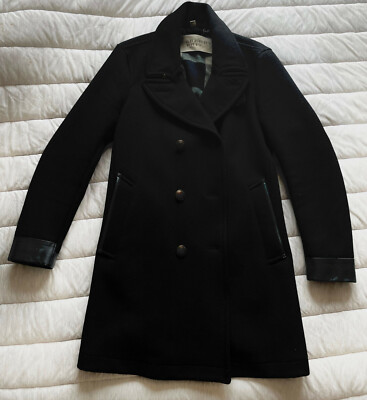 ジャケット・アウター BURBERRYS WOOL & CASHMERE COAT Burberry Black Cashmere & Wool Coat w/ Fox Collar sz 4 l