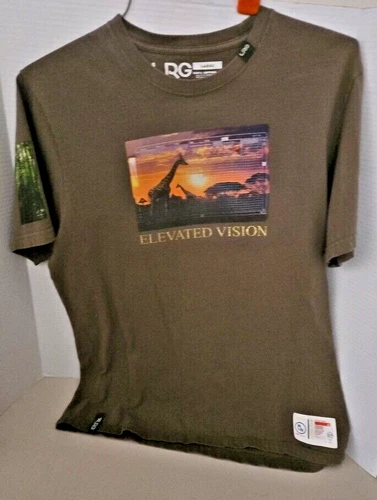 LRG LIFTED RESEARCH GROUP Army Green Sz L Giraffe logo Men's T-shirt