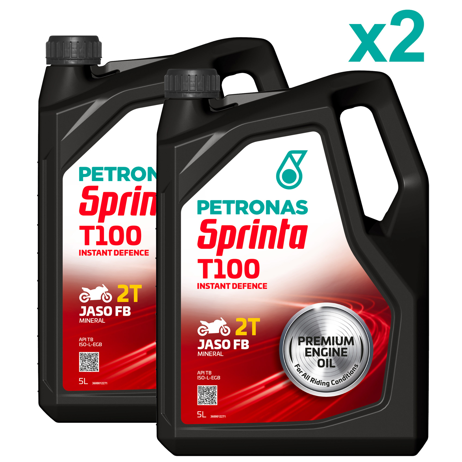 Olio Motore Moto Miscela Scooter 2 Tempi Minerale PETRONAS Sprinta T100 Kit 10L