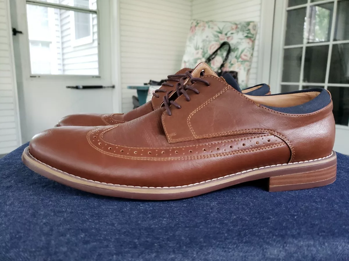 Sonoma Mens Dess Shoes 11 M Brown Oxford Lace up Wing Tip eBay