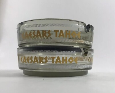 Caesars Tahoe Ashtray Lot Of 2 Vintage Casino Cigarette Lounge Bar Smoking 