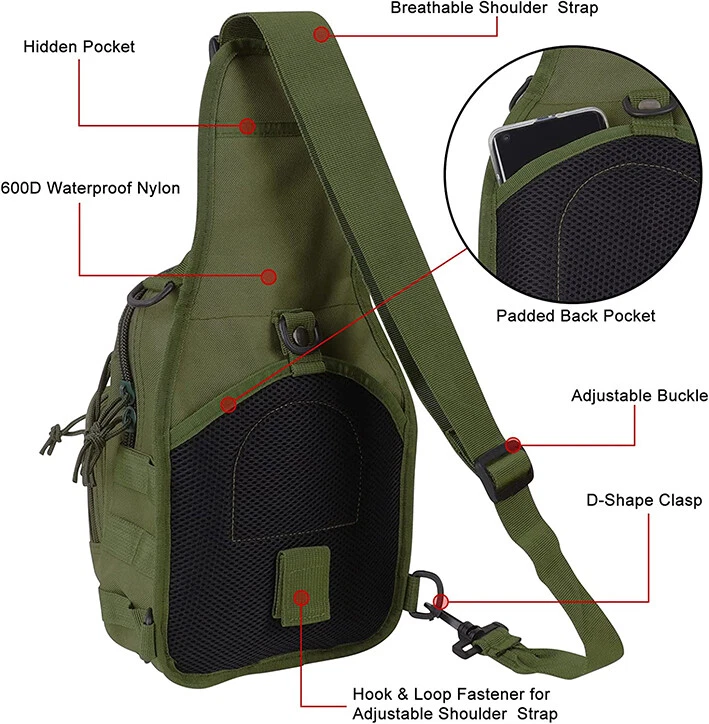 Mochila táctica para hombre Bolso de hombro Molle Viaje Pecho Paquete Aire libre Senderismo Foto 4 de 4