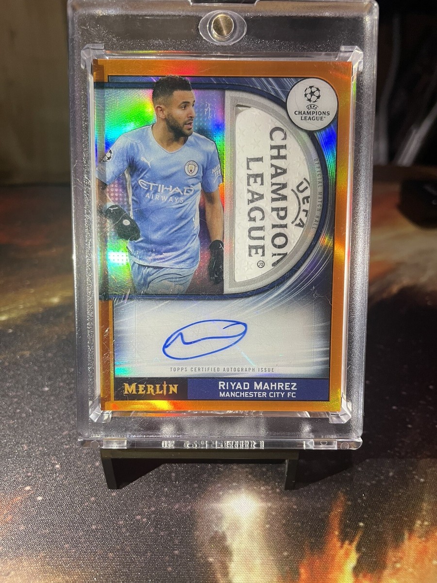 RIYAD MAHREZ 2021-22 TOPPS MERLIN UCL MATCH BALL RELIC AUTO RIYAD MAHREZ 2021-22 TOPPS MERLIN UCL MATCH BALL RELIC AUTO
