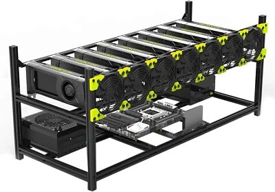 CeFoney Boîtier de minage en acier Open Air Miner Frame Rig, Mining Rig Frame Case Support Carte Graphique 6 GPU Rack PC