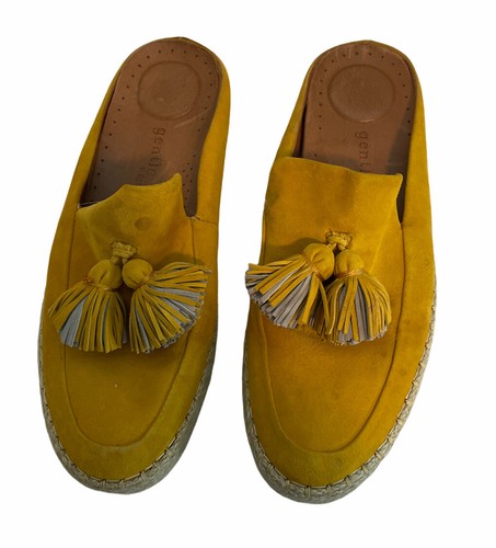 Gentle Souls Suede Yellow Mules Tassel 