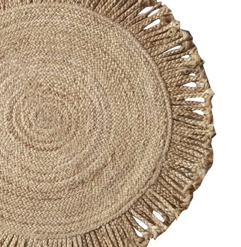 Rug Natural Jute Border Design100%Handmade Braided Round Braided Living Area Rug - Image 3 of 4