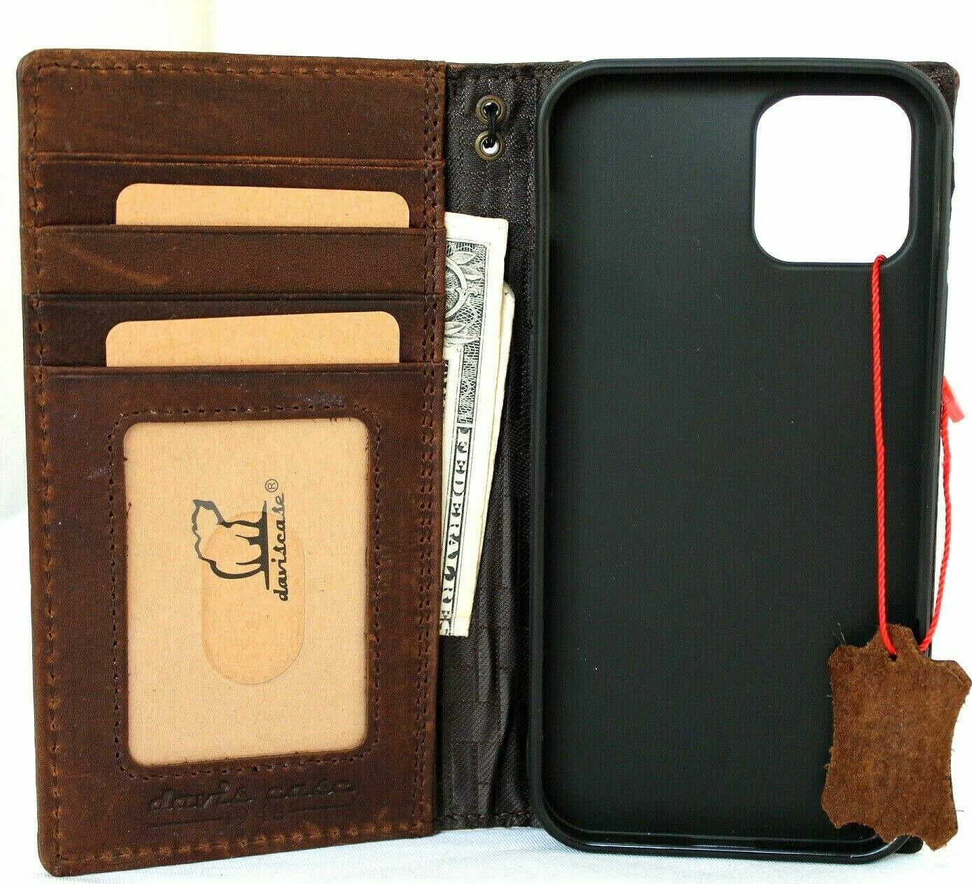 Bild 71 – Echtes Vintage-Lederetui für Apple iPhone 12 Pro Book Wallet Cover Retro Oil